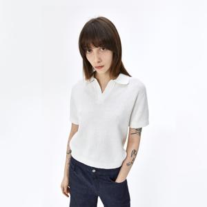 [최초가 129,000원]코튼 오픈카라 니트_화이트