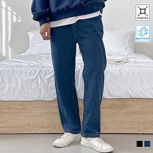 남성 사계절 스트릿 캐주얼룩 밴딩 와이드핏 데님팬츠 청바지 TZP25PC