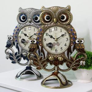 무소음 부자 복부엉이 주물 탁상시계 HST-337