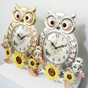 무소음 명당 썬부엉이(대) 금은도금 주물 탁상시계 HST-351