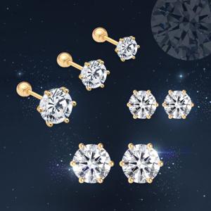 골드팡 14k 브릴리언트 모이사나이트 다이아몬드 피어싱 5부-5mm