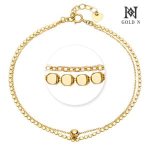 골드앤 14K 플로팅 골드볼 두줄 체인팔찌 YG