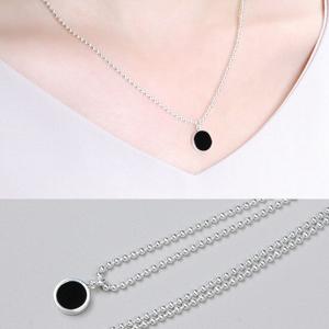 [리드박스] 실버 오닉스 원석 2mm 군번줄 은볼체인 목걸이