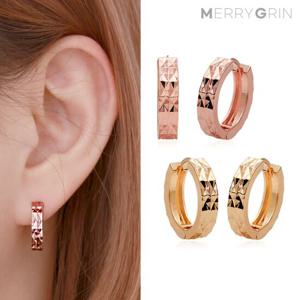 [메리그린] 14K 더블 컷팅 링 귀걸이(gold-pin) 2종 택1