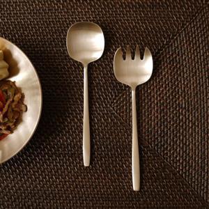 놋담 방짜유기 서빙 스푼 포크 세트