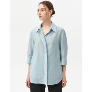 닥스 여성 24SS 추가특가블루 닥스자수포인트 실크혼방 아우터형 셔츠 DLSH4B401B1