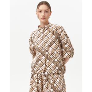 닥스 여성 24SS 50%할인베이지 코튼 힉스패턴 밑단스트링 7부소매 셔츠 DLSH4B501I2
