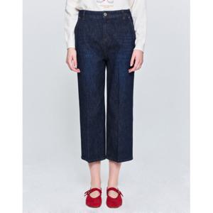 헤지스 여성  데님세미와이드네이비 에센셜 밴딩 7부 데님 팬츠 HSPA5BC81N2