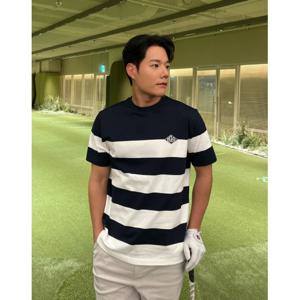 헤지스 골프 24SS 와이드 스트라이프 라운드 티셔츠 (NAVY) HUTS4B922N3