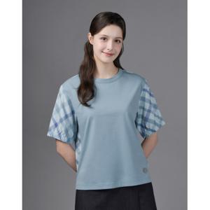 닥스 골프 여성 25SS ONLINE EXCLUSIVE 여성 블루 체크 배색 반팔 티셔츠 DNTS5B901B1
