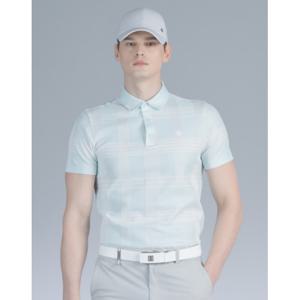 닥스 골프 25SS PREMIUM 그린 체크 자카드 반팔 카라 티셔츠 DGTS5B312E1