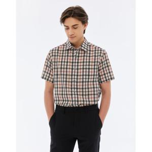 닥스 골프 남성 24SS 스테디셀러클래식 체크 울 블렌디드 반팔 셔츠 (BEIGE) WGSH4B415I2