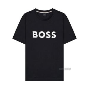 [휴고보스] SS25 남성 로고 프린트 티셔츠 50495742 001 BLACK WHITE