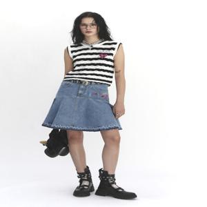 플레어 헴 데님 스커트
