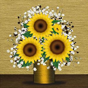 친절한탄씨 해바라기 화병 1 (패브릭) 보석십자수 액자세트 30x30