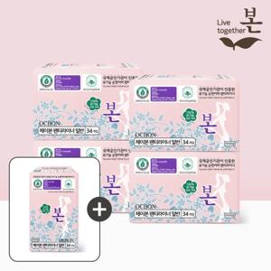 유기농본 생리대 팬티라이너 일반 34P 4팩+1팩