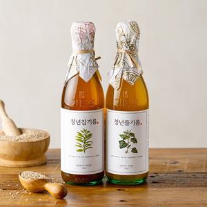 저온압착 통들깨 100% 청년들기름 350ml x 2병