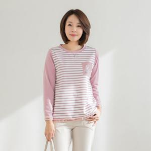 엄마옷 마담4060 타임단가라티셔츠-QTE2502044-
