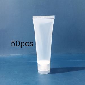 TEMU 50개 50g 여행용 리필 가능한 소프트 튜브 병 - 투명 PE 플라스틱, 샴푸, 바디워시, 핸드크림, 피그먼트 및 소독제 젤용 플립 캡 - 누수 방지, 압착 가능, 무향, 손세탁 전용, 샴푸 병|트래블보틀