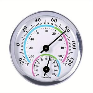 TEMU 2 In 1 온도계 습도계 -30-50°C/+20~120°F 금속 쉘 습도 온도계 모니터 테스터 온실용 배터리 없음