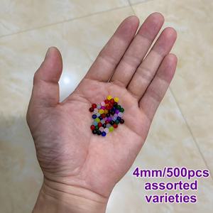 TEMU 500pcs 보석 만들기용 유리 구슬, 다양한 색상, 4mm & 6mm 원형 구슬, DIY 공예용 구슬 키트, 보석 만들기 부품 및 액세서리, 비 소재