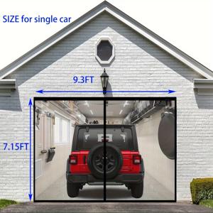 TEMU 【일상적인 편안함】 단일 차량용 헤비듀티 자석 차고문 스크린 - 9.3x7.15ft, 무인 출입, 튼튼한 폴리에스테르 메쉬, 파티오, 야외 체육관, 공예 및 선하우스에 이상적, 현대적인 스타일, 손쉬운 손세탁