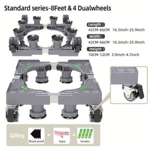 TEMU 다용도 모바일 세탁기 & 냉장고 스탠드 - 조절 가능한 바닥 마운트, 건조기 & 냉장고용 금속 지지대, 랙
