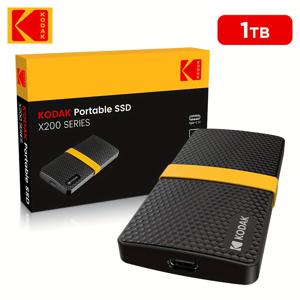 TEMU KODAK X200 128G/1TB 외장형 SSD 하드 드라이브 - 초소형 USB 3.1 플래시 메모리 스틱, 탄소 섬유 디자인, 노트북, 스마트폰, PS4, PC, MAC, TV용 고속 데이터 저장 + Type-C 케이블, 휴대용 솔리드 스테이트 드라이브