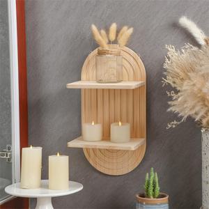 TEMU 1pc 스타일 나무 벽걸이 선반, 2층 벽걸이 보관함, 아로마 테라피 캔들 거치대, 침실용 홈 데코 디스플레이 선반, 나무 마감