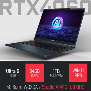 ⓒ MSI 스텔스 16 AI Studio A1VFG-U9 QHD 64GB 1TB WIN11 /고성능 포토샵 편집 캐드 게임 AI 노트북