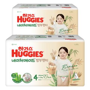 하기스 네이처메이드밤부 아기 샘방지 팬티형 기저귀 여아용 4단계 108매