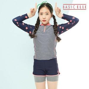[하프클럽/베이직 엘르]베이직엘르 여아동 래쉬가드 상하의 세트 수모 수영복  BEG-Q602P