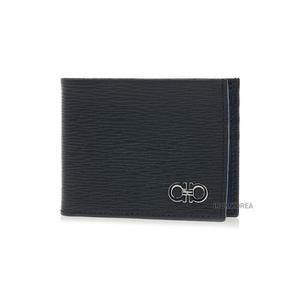 [라벨루쏘] [페라가모] FW24 남성 더블 간치니 장식 지갑 66 A064 NERO FJORD BLUE 068