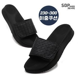 남녀공용 남성 여성 이중쿠션 슬리퍼 가죽 샌들 커플 키높이 벨크로 빅사이즈 사무실슬리퍼 KS008