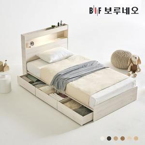 [NS홈쇼핑][착불] 루나Po LED 3서랍 수납 침대 슈퍼싱글 SS 양면 매트리스 세트..[33752350]
