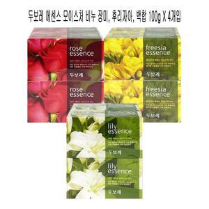 에센스 럭스비누 세수비누 해피바스 두보레 폼클렌징 드봉비누 세이비누 -O 모이스처비누 4입 로즈백합후리지아 클렌징비누