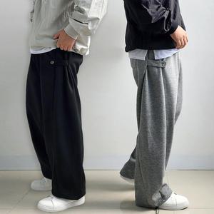 리얼타임 사이드스냅 벌룬팬츠/ 고중량 합포원단 와이드 스트링 트레이닝 통큰 바지 조거 스? 스웨트 회색 블랙 커플