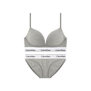 [Calvin Klein Underwear]CK 여성 모던 코튼 AF 플런지 푸쉬업 브라+팬티 세트 QF7623+F3787 GREY_P3589...