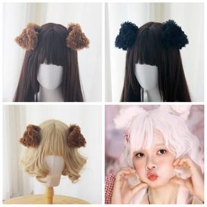 접이식 수제 테디 개 귀 시뮬레이션 동물   헤어 액세서리 머리핀, 블랙, 화이트, 핑크, 다크 브라운, 8.5c