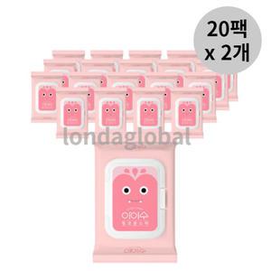 아이수 저자극 아기 엠보 휴대용 물티슈 캡 20매 40팩