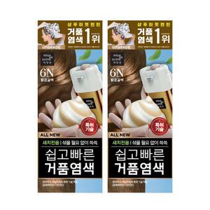 미쟝센 올뉴 쉽고빠른거품 염색약 6N밝은갈색, 80g, 2개