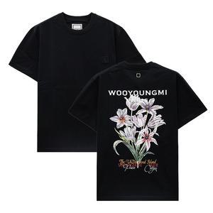 24SS 우영미 플라워 백로고 티셔츠 블랙 W241TS06708B