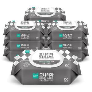 모나리자 내추럴 소프트 물티슈 캡형 100매 10팩
