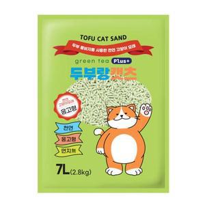 두부랑캣츠 녹차 플러스 2.8kg 3mm입자 고양이모래