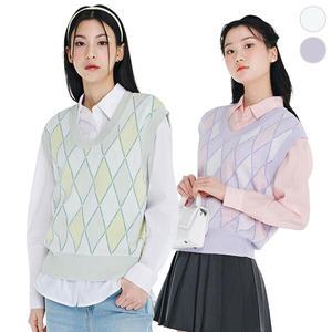 (체이스컬트) 아가일 라운드 VEST/2Color