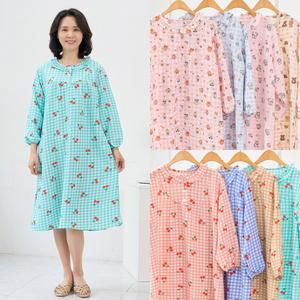 마미소 꿈나라 인조 인견 원피스 잠옷 홈웨어 귀여운 패턴 엄마 할머니 빅사이즈 40 60 마담 중년 여성 옷