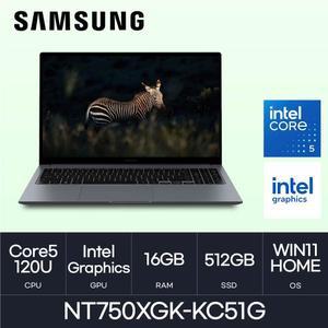 HMC / 삼성전자 갤럭시북4 / NT750XGK-KC51G (D4 RAM 16GB / NVMe 512GB / WIN11H)/코어5-120U