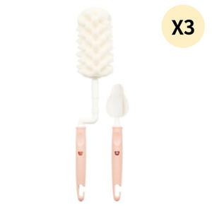 코코리에또 아기 빅스펀지 회전 젖병솔 피치핑크 3SET