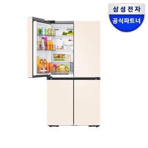 삼성전자 비스포크 4도어 대용량 냉장고 RF90DG90124E 매트 크리미 베이지 905L