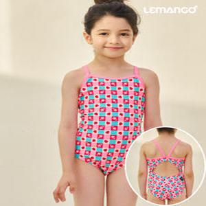 (수모 선물) 르망고 4470 스트로베리 잼 Open back 여아동 원피스 수영복